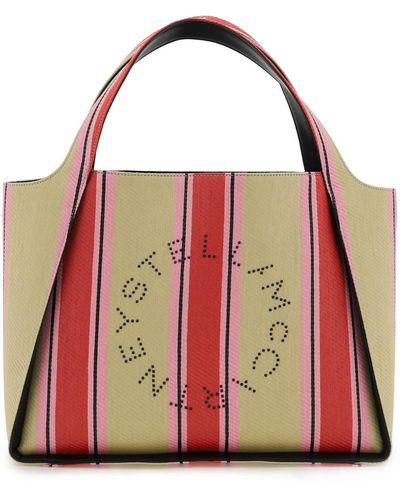 Stella McCartney 'Stella Logo' Raffia Tote Bag - Red