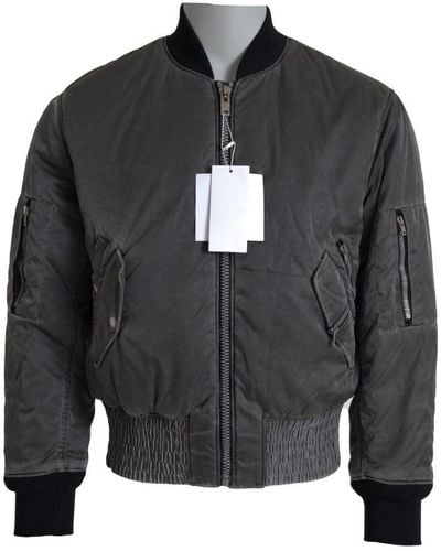 MM6 by Maison Martin Margiela Gray Bomber Zipper Pocket Sleeves Jacket
