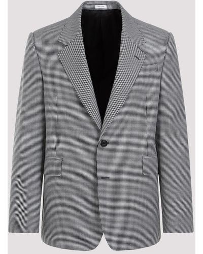 Alexander McQueen Black White Wool Jacket - Grey