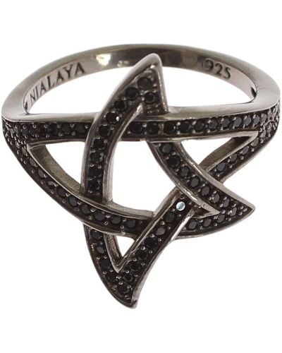 Nialaya Black Cz Rhodium 925 Silver S Ring