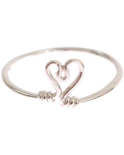 Nialaya Silver Authentic S Love Heart Ring - Black