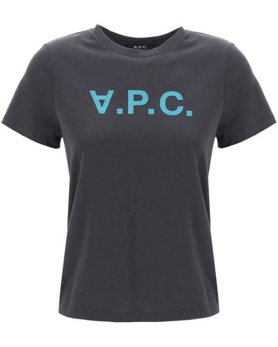 A.P.C. T-Shirt With Flocked Vpc Logo - Black