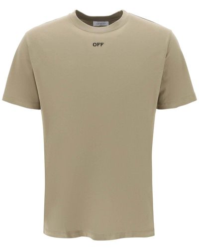 Off-White c/o Virgil Abloh T-shirt With Back Arrow Embroidery - L Khaki - Natural