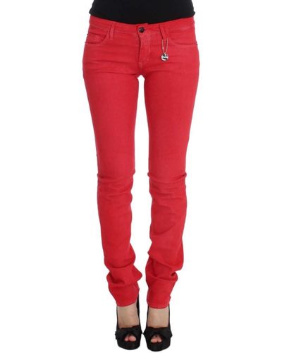 CoSTUME NATIONAL Red Cotton Blend Super Slim Fit Jeans