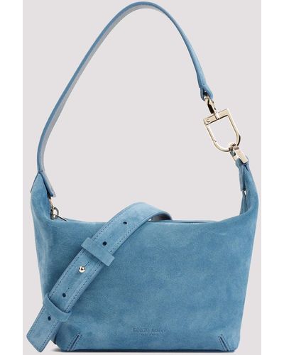 Giorgio Armani Blue Suede Calf Leather Handbag