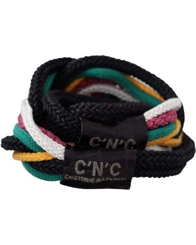 CoSTUME NATIONAL Multicolor Rope Leather Rustic Hook Buckle Belt - Black