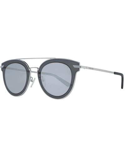 Police Mirrored Spl543 Round Silver Sunglasses - Gray