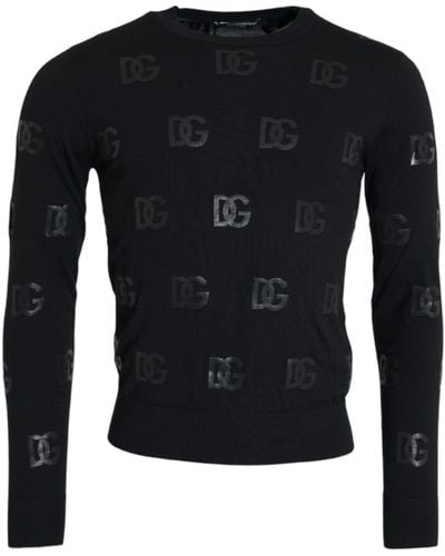 Dolce & Gabbana Black Dg Logo Pullover Sweatshirt Jumper