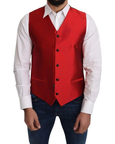 Dolce & Gabbana Ravishing Silk Formal Vest - Red