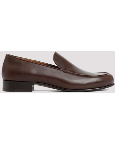 The Row Brown Flynn Calf Leather Loafers