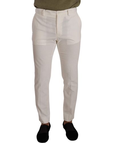 Dolce & Gabbana Elegant Slim Fit Cotton Pants - White