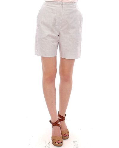 Andrea Incontri Checkered Stretch Cotton Shorts - White