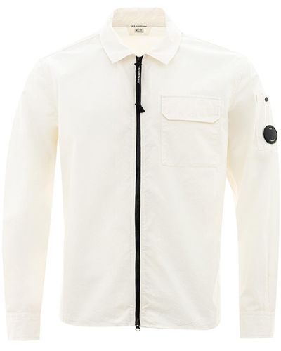 C.P. Company White Zip Overshirt - Natural