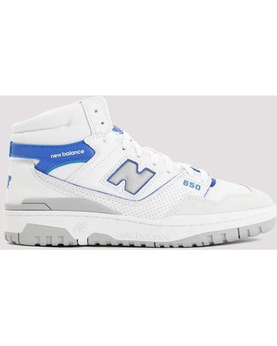 New Balance White And Blue Leather 650 Trainers