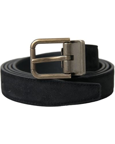 Dolce & Gabbana Elegant Suede Calf Leather Belt - Black