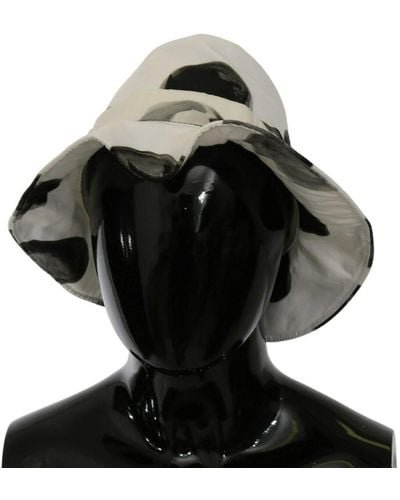 Dolce & Gabbana White Cotton Big Polka Dot Pattern Bucket Hat - Black