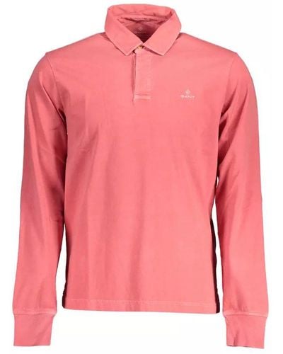 GANT Sunfaded Long Sleeve Rugger Polo Shirt Red M - Pink
