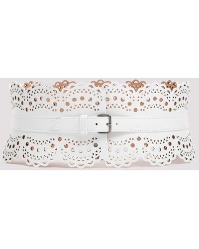 Alaïa White Openwork Leather Corset Belt - Metallic