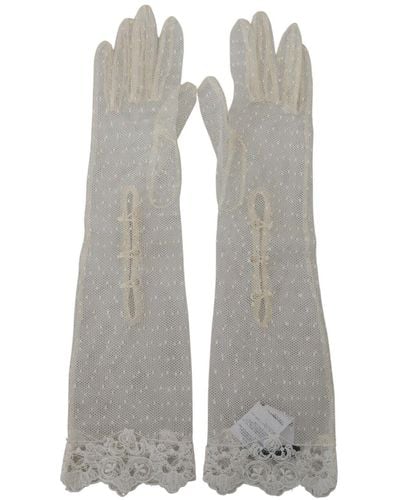 Dolce & Gabbana Elegant Elbow Length Gloves - Grey