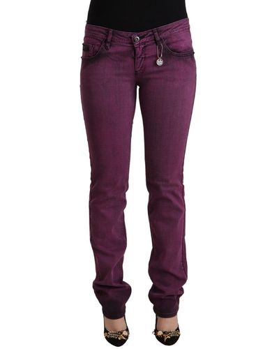 CoSTUME NATIONAL Purple Cotton Stretch Slim Fit Denim Jeans