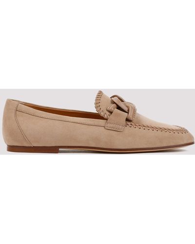 Tod's Beige Suede Leather Loafers - Brown