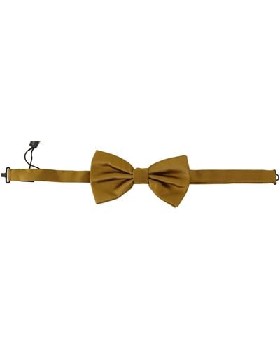 Dolce & Gabbana Elegant Mustard Silk Bow Tie - Black