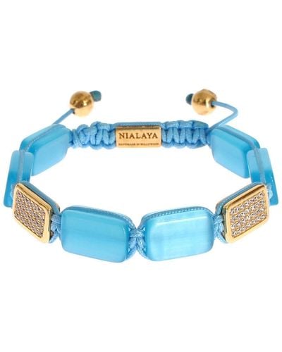 Nialaya Cz Opal 18k Gold 925 Bracelet - Blue
