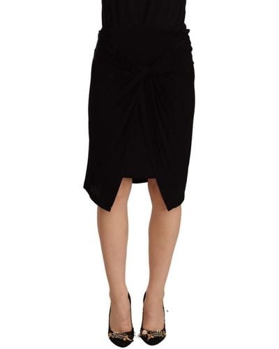 Plein Sud Elegant High Waist Pencil Cut Skirt - Black