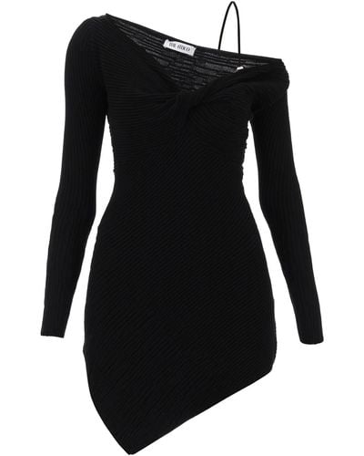 The Attico 'desai' Mini Dress In Texturized Knit - Black