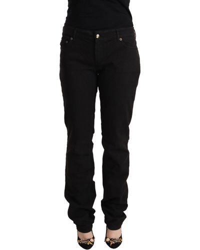 Just Cavalli Sleek Mid-Waist Slim Fit Jeans - Black