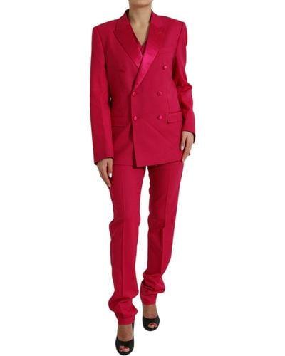 Dolce & Gabbana Red Martini Wool Slim Fit 3 Piece Suit