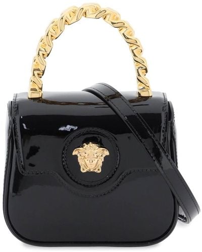 Versace Patent Leather 'la Medusa' Mini Bag - Black