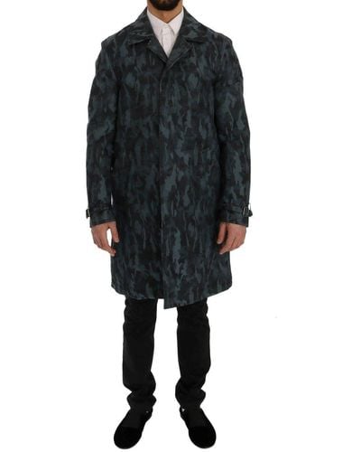 Dolce & Gabbana Camouflage Trench Trench Blue Sig60312