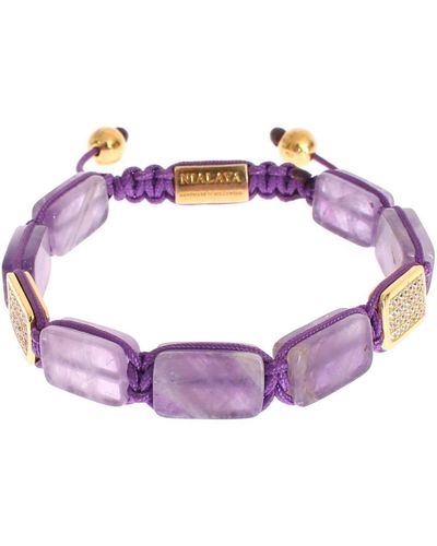 Nialaya Cz Amethyst 18k Gold 925 Bracelet - Purple