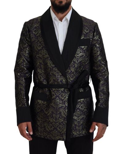 Dolce & Gabbana Baroque Jacquard Wrap Jacket - Black
