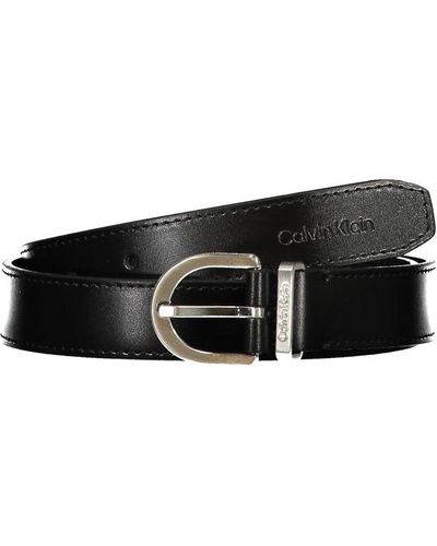 Calvin Klein Sleek Leather Belt With Metal Buckle - Black