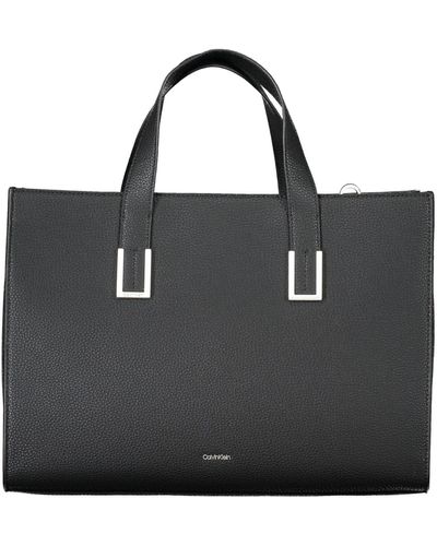 Calvin Klein Elegant Two-Handled Handbag With Logo - Black