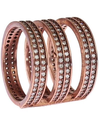 Nialaya Gold 925 Silver Clear Cz Pink Ring