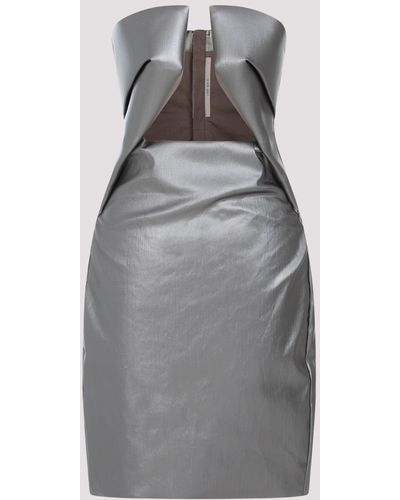 Rick Owens Gun Metal Prong Denim Cotton Mini Dress - Grey
