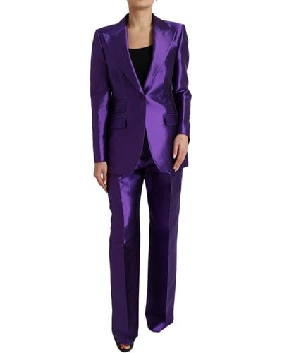 Dolce & Gabbana Purple Silk Slim Fit Formal 2 Piece Suit