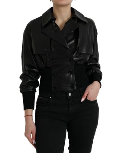 Dolce & Gabbana Elegant Leather Blouson Jacket - Black