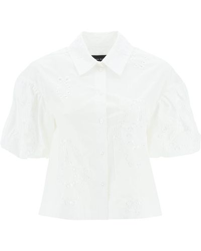 Simone Rocha Cropped Shirt With Embrodered Trim - White
