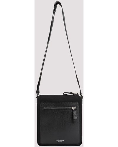 Giorgio Armani Black Grained Leather Shoulder Bag