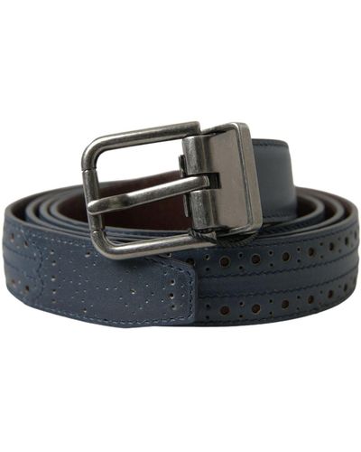 Dolce & Gabbana Elegant Leather Belt With Metal Buckle - Black