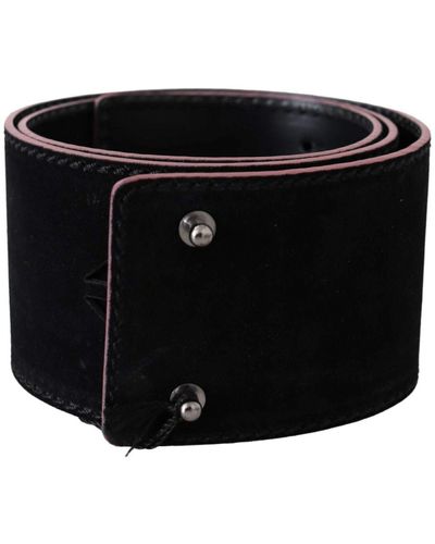 CoSTUME NATIONAL Elegant Wide Leather Fashion Belt With Metal Accents - Black