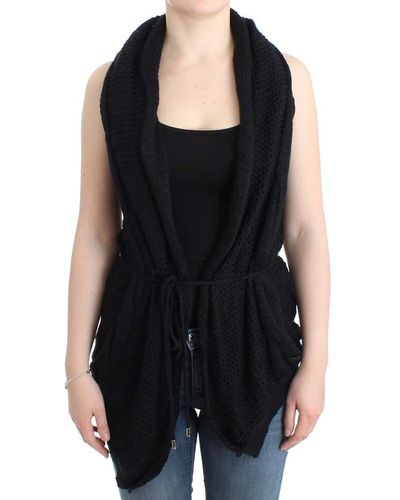 CoSTUME NATIONAL Chic Sleeveless Knitted Vest Cardigan - Black