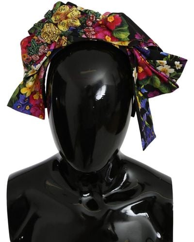 Dolce & Gabbana Elegant Floral Silk Headband Diadem Tiara - Black