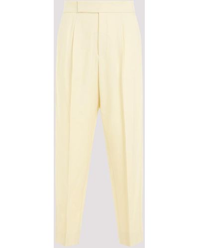 Fear Of God Cream Signle Pleat Tapered Wool Trousers - Yellow