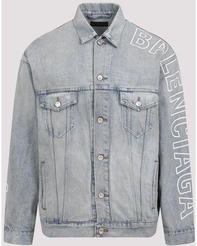 Balenciaga Dirty Blue Large Fit Cotton Jacket - Grey