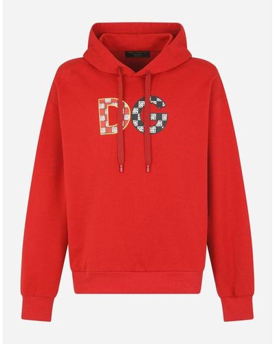 Dolce & Gabbana Italian Red Cotton Sweatshirt For Men
